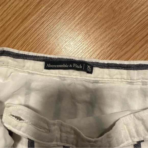 Abercrombie XL Linen Cotton Short Mini Wrap Skirt White Navy Vertical Stripes - Picture 5 of 8